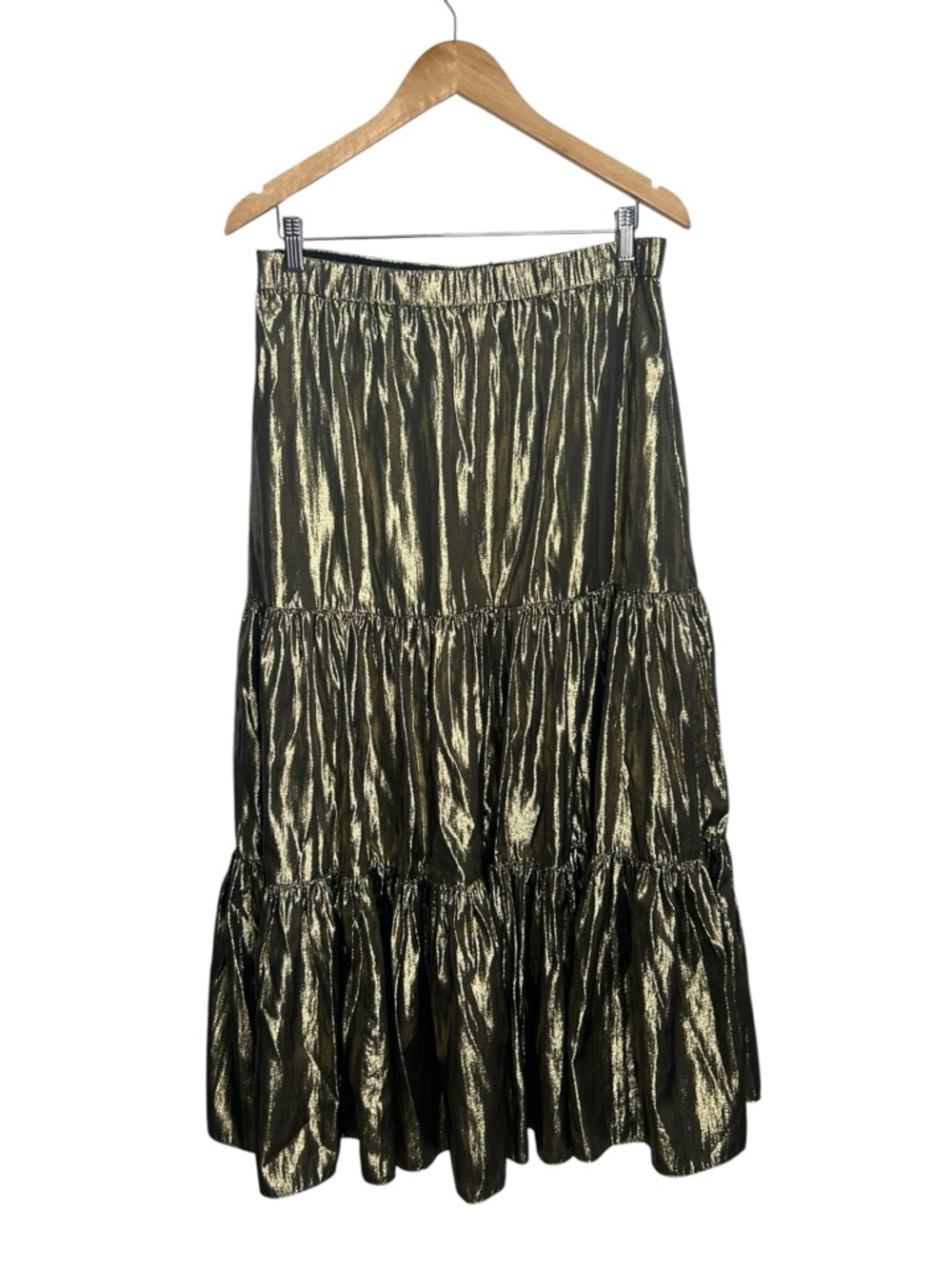 J.CREW Tiered Maxi Party Skirt in Gold metallic lamé Women’s Size Medium - Picture 5 of 8